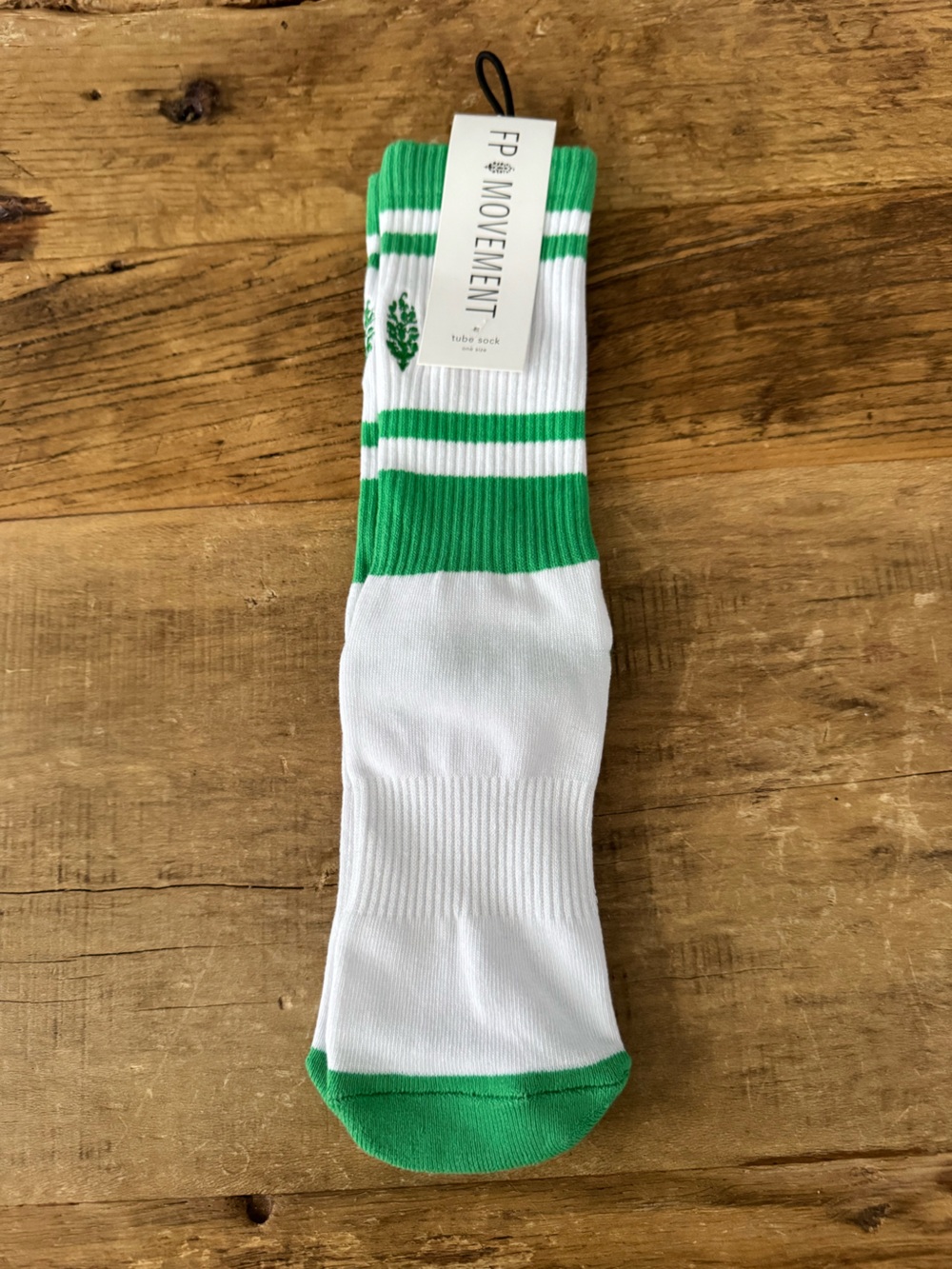 NWT Free People Spring Break Prep Socks ~ Green White ~ One Size - Picture 5 of 7